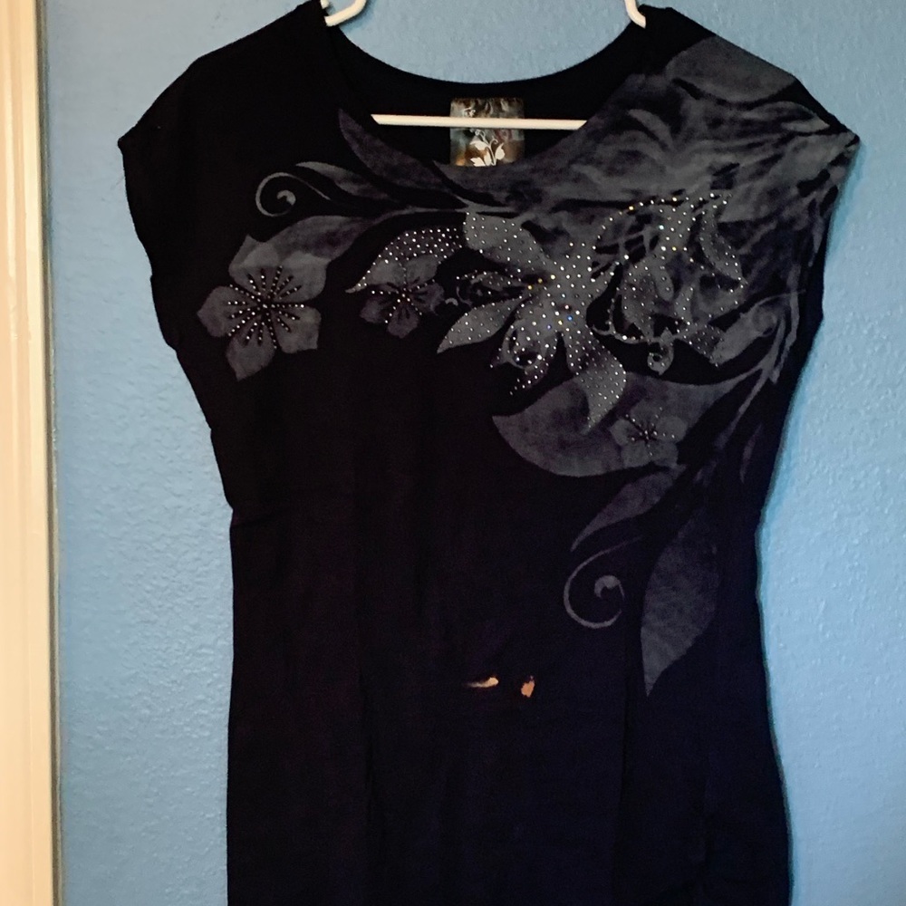 Navy shiny blouse